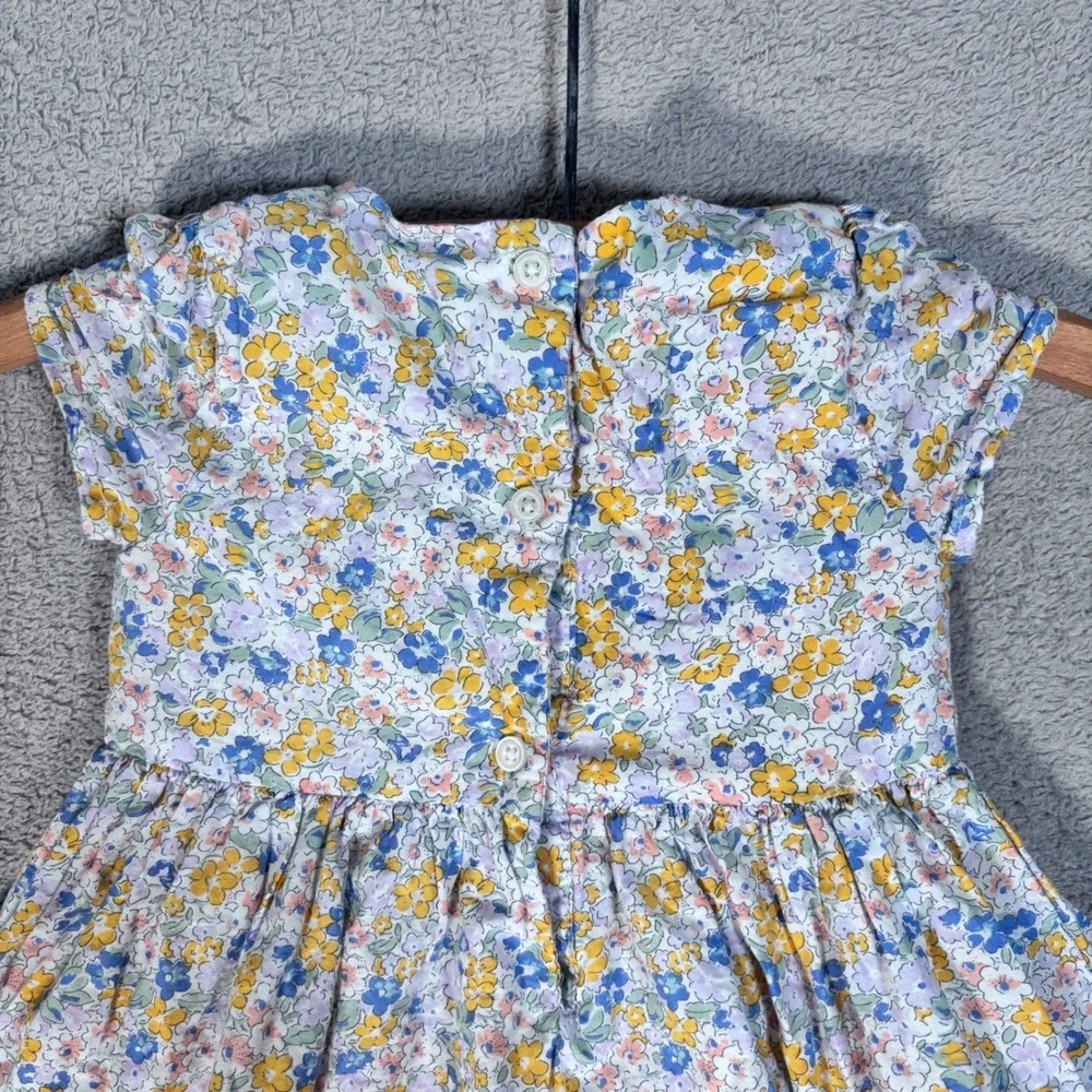OshKosh B'gosh Twirl Spring‎ Dress Girls 2T Floral Print Yellow Bow Button Back